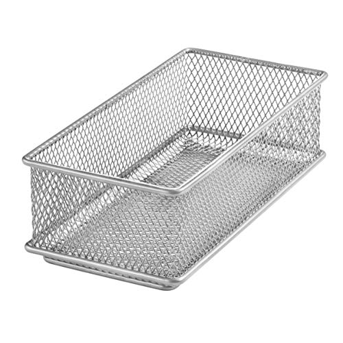 YBM HOME Silver Mesh Drawer Cabinet and or Shelf Organizer Bins, School Supply Holder Office Desktop Organizer Basket 1594s (1, 3x6x2 Inch) - size: 3x6x2 Inch