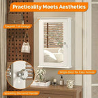 Bonnlo White Mirrored Medicine Cabinet - Wall Mounted Bathroom Storage Organizer with Single Door, 2 Adjustable Shelves & Magnetic Lock, Reversible Small Vanity Cabinet for Over the Toilet/Sink - size: Small - Mirrored