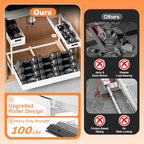 Upgrade 1 Pack Expandable Under Sink Organizers and Storage, 2 Tier Metal Pull Out Cabinet Organizer with 3 Slide Rails, Adjustable Height Slide Out Under Sink Drawers for Kitchen Bathroom Pantry - size: 1 Pack 15”-25”