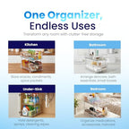 Masirs 2-Tier Clear Pull-Out Drawer Organizer - Sleek, Compact & Sturdy Makeup and Closet Organizer - Easy Assembly Kitchen Storage Solution, Ideal for Makeup, Tools, Medicines 4-Pack