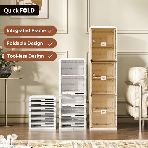 ANTBOX Shoe Organizer Storage Box, Portable Folding Shoe Rack for Closet with Magnetic Clear Door,Large Sneaker Cabinet Bins Sturdy Easy Assembly 6 Layers-6 Grids - size: 6 Layers-6 Grids