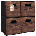 Fabric Storage Cubes, Collapsible Imitation Wood Organizer bins with 2 Handles - Set of 4, Fit Cube Storage Unit, for Clothes, Bedroom, Brown and Black (Small-10.5in x 10.5in x 11in-4 Pack) - size: Small-10.5in x 10.5in x 11in-4 Pack