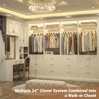 Besiost Closet System Set of 4, 8FT Closet Systems with 12 Wood Drawers, 96" Closet Organizer System with 4 Hanging Rods & 4 Shelves, Heavy Duty 96 Inch Walk-in Closet, White (96"L x 15" W x 80" H) - color: White, size: 8FT