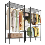 GarveeHome Heavy Duty Metal Clothes Rack – Adjustable Shelves, Freestanding Portable Wardrobe Organizer, Commercial Closet System for Garment Storage, Max Load 1210 LBS, Black – 86.2 x 17.3 x 76.4