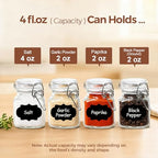 ComSaf Set of 12 Square Glass Spice Jars with Airtight Lids (4 Oz), Mini Favor Jars with Wire Clamp for Honey, Herbs & Farmhouse Kitchen Pantry Organization, with Funnel & Labels - size: 4oz*12