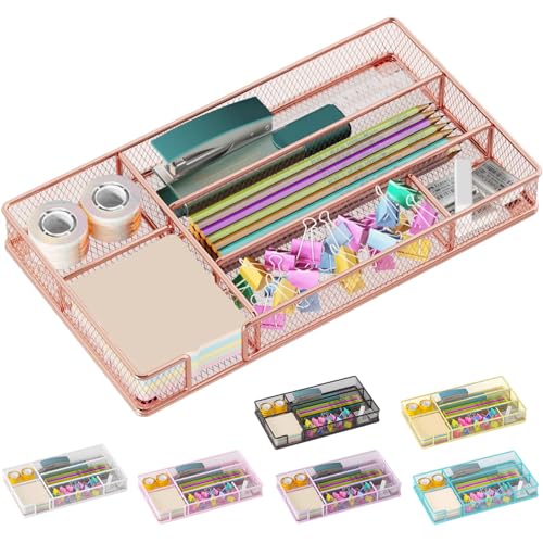 Desk Drawer Organizer Tray, Mesh Desk Organizer, Office Drawer Organizer, Desk Accessories & Workspace Organizers, Suitable for Tools, Pencils, Office Supplies Storage (Rose Gold) - color: Rose Gold