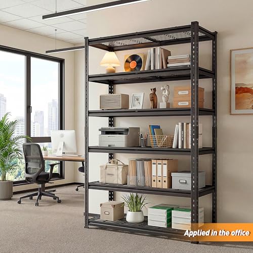 REIBII 3300LBS Garage Shelving Heavy Duty, 79" H x 40" W x 16" D Garage Storage Shelves, 6 Tier Adjustable Metal Shelving Unit, Multi-Use Storage Rack for Kitchen, Office Room, Pantry, Basement - size: 40"Wx16"D x 79"H