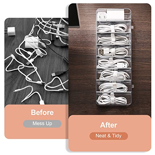 Cable Organizer Storage Box Plastic Cable Cord Management Box Power Cord Organizer Case with 10Pcs Rubber Ties for Office, Home, Desk Accessories Storage Stationery Supplies - style: lid