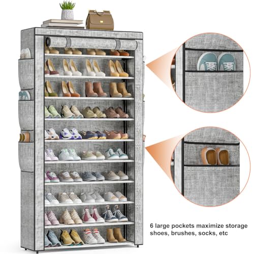 OYREL Shoe Rack 10Tier Large Capacity 50-56Pairs Beautiful Tall Shoe Shelf Free Standing Storage Cabinet Entryway Closet - size: 10Tier Multi