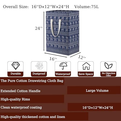 Waterproof Laundry Hamper Collapsible Laundry Basket Extended Cotton Handle Laundry Bag Large Clothes Storage Toy Organization for Bathroom Bedroom Laundryroom College Dorms - color: Caisanjiao-005