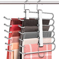 HUITEM Space Saving 6 Tier Pant Hangers, Anti-Slip, Lightweight, Stainless Steel, 2 Pack, White - color: White, size: 2 Pack