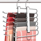 HUITEM Space Saving 6 Tier Pant Hangers, Anti-Slip, Lightweight, Stainless Steel, 2 Pack, White - color: White, size: 2 Pack