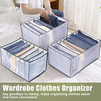 TOOVREN Jeans Organizer Extra Large 9 Grids, Closet Organizer with Foldable Drawer Compartments, Washable Clothing Storage Box 3-Pack - color: Upgraded 3PCS(Large 9 Grids,Gray)