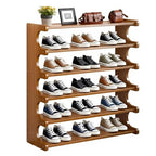 KNERS Bamboo Shoe Rack, Multi-Layer Space-Saving Shoe Organizer for Entryway, Bedroom or Living Room, Stable & Easy to Install, 3-Tier / 5-Tier / 6-Tier Options (6 Layer - 80cm) - size: 6 Layer - 80cm