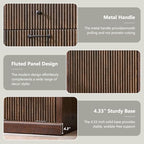 IFBUY Modern Double Tilt-Out Laundry Hamper Cabinet, 20 Gallon Fluted Trash Can Cabinet w/2 Drawers, Wooden Hidden Garbage Can Cabinets w/Laundry Basket, Free Standing for Bathroom and Kitchen, Brown - color: Brown, size: 13"D x 39.3"W x 35.8"H (Full)