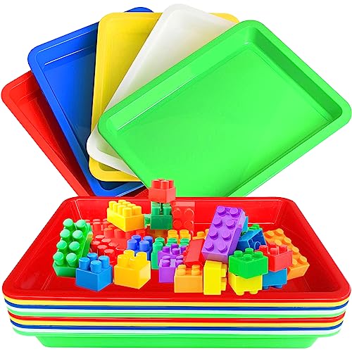 10 Pack Plastic Art Trays for Adult Crafts, Large Multicolor Activity Trays for DIY Projects, Painting, Beading, Jewelry Making, Resin & Workspace Organization - color: Multicolor