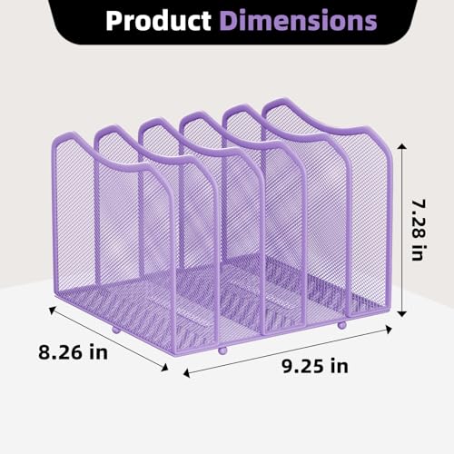 Simple Trending Mesh Desktop File Sorter Organizer, 5-Section Bookshelf for Desk Home Office, Purple - style: 5 Section Purple