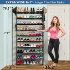 Sundaze Shoe Rack - 10 Tier Metal Shoe Rack for Front Door Entrance, Sturdy Tall Shoe Organizer for Closet, Bedroom, Entryway, Garage, Black Metal Shoe Shelf, Holds Up to 50 Pairs