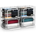 Sorbus Storage Bins with Metal Frame - Stackable & Foldable Clothes Organizer Bags - Clear Soft Plastic Storage Containers (4 Pack, Medium) - size: Medium, style: 4 Pack
