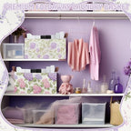Boao 3 Pcs Purple Floral Storage Bin Wildflowers Collapsible Large Storage Baskets for Gifts Canvas Laundry Basket Foldable Box with Handle for Office Home Bedroom Clothes - style: Purple Flowers