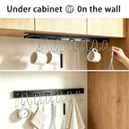 Cociat 2PCS Utensil Racks with 12 Hooks 17.2 Inch Kitchen Utensil Holders Hanging Utensil Rack Multifunctional (17.2 inch Black) - color: BLACK, size: 17inch & 12 hooks