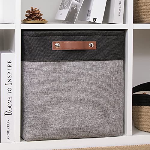 DULLEMELO Cube Basket for Storage, Collapsible Fabric Cube for Organizing, Storage Cube for Closet, Laundry, Nursery, Shelves, Decorative Basket for Gifts Empty (Black&Gray) - color: Black&Gray, size: Cube-13"x13"x13"