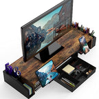 Simple Houseware Desk Dual Monitor Stand Riser with Drawer, Rustic Brown - color: Rustic Brown