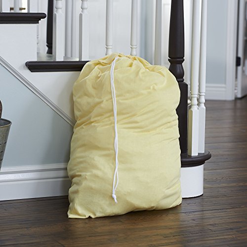 Household Essentials Polyester Jersey Drawstring Laundry Bag with Cordlock, Pastel Yellow - style: Yellow
