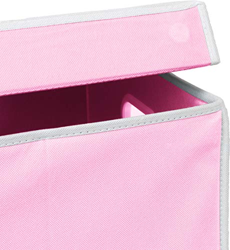 Simple Houseware Foldable Laundry Hamper Basket with Lid, Pink - color: Pink