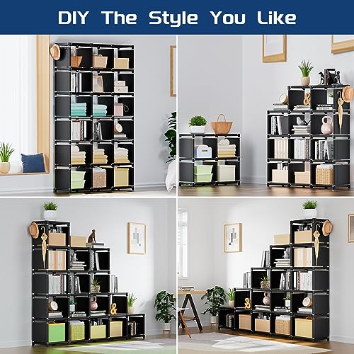 Mavivegue Book Shelf, 18 Cube Storage Organizer, DIY Bookcase, Metal Cube Bookshelf, Cubbies Closet Storage Organizer Shelves for Bedroom,Living Room,Home,Office - color: Black, size: 18-Grid