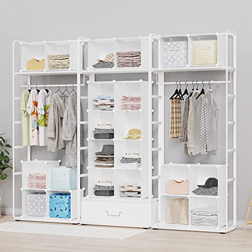 HOMIDEC Closet Organizers and Storage, 16 Cube Storage Organizer, Closet Organizer Bookshelf Cubes Shelves for Clothes, Bedroom, Kids Room, Bathroom, Wardrobe, Garment Racks, White - color: White, size: X-Large
