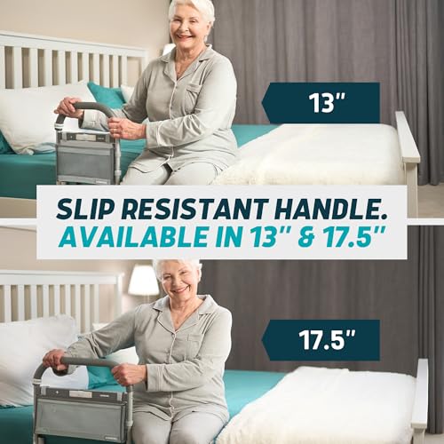 Lunderg Large Bed Assist Rail for Seniors with Motion-Activated Light & Storage Pocket - Easy to Install Bed Rails for Elderly Adults Safety & Post-Surgery - Helps Reduce Falls & Support Independence - size: 17.5"