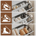 Mericonia Farmhouse Shoe Cabinet with 2 Flip Drawers, Shoes Storage Cabinet, Freestanding Shoe Rack Organizer for Entryway, White - color: C-white (Flip Drawers)