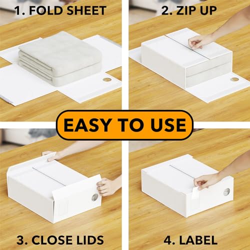 SpaceAid 10 Pack Bed Sheet Organizers and Storage, Foldable Sheet Organizer for Linen Closet, Sheets Set Folder Keeper with Window XL (Queen & King Size) Organizing Bedding Container, White - color: White, size: 10 Pack
