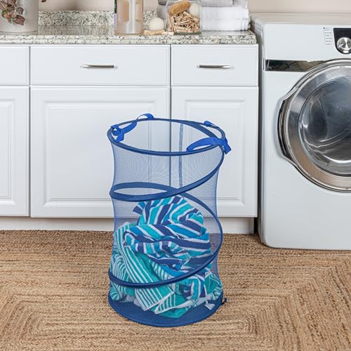 Household Essentials Pop-Up Mesh Laundry Hamper, Blue - color: Blue