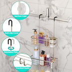 HapiRm Hanging Shower Caddy Organizer - No Drilling Shower Organizer with Hooks, Rustproof & Waterproof 304 Stainless Steel Bathroom Shelves - Brushed Nickel - color: Brushed Nickel