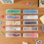 10 Pack Clear Plastic Pencil Case Boxes - Narrow Stackable Storage Organizers with Snap Lids for Pens, Markers, Makeup Brushes, Art Supplies, Beads, Jewelry, School Office Use, Rectangular Narrow - size: Clear Rectangular Narrow - 10 Pack