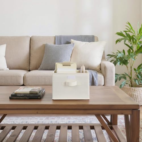 GRANNY SAYS Small Storage Bins with Lids, Small Storage Boxes, Shelf Baskets for Shelf, Collapsible Storage Bins for Living Room, Bedroom, 10x8x7 Inch, Ivory White, 2-Pack - color: Ivory White, size: Small-2 Pack