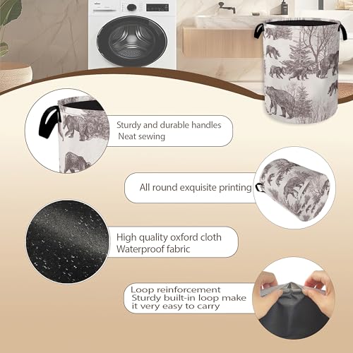 Forest Bear Laundry Hamper,Vintage Animal Clothes Hamper for Laundry,Waterproof Oxford Toy Storage Collapsible Hampers for Bedroom, Dorm Room,Bathroom,16x20 Inch - color: Forest Bear