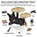Bulldog Tray Statue - Bulldog Butler with Storage Tray for Entryway Key Holder, Ring Holder, Living Room Coffee Table Candy Dish, Modern Home Office Desktop Decor (Black)