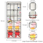2 Pack Extra Large Hanging Crystal Clear Over Door Shoe Organizers, Closet Shoe Rack Organizer, 12+6 Pockets, 8 Hooks, White (59" x 21.6") - color: WH&TR