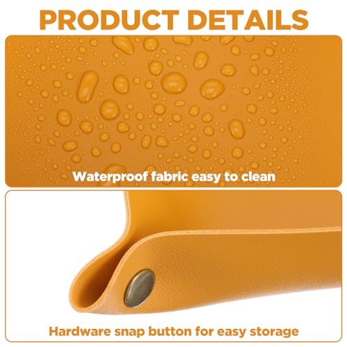 12 Pcs PU Leather Valet Tray, Foldable Catchall Organizer with Snap Buttons, Double Sided Key Tray for Entryway, Desk, Travel, Phone, Keys, Jewelry - 12 Colors - size: Large