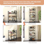 6 Tier Shoe Rack, Tall Metal Shoe Storage with Adjustable Shelves, Holds 12-14 Pairs, Stackable Shoe Stand for Garage Hallway Bedroom, Bronze - size: 6Tier