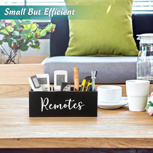 DRASTAR Remote Control Holder, Wood TV Remote Holder, Remote Storage Caddy, Remote Control Organizer (Black, 3 Slots) - color: Black, size: 3 Slots