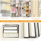 VERONLY Hanging Shoe Organizer for Closet-Collapsible Storage Rack with 25 Sections & 4 Side Pockets, Hanging Shoe Shelves for Hats,and Clothes, Beige - style: 3-Column Beige