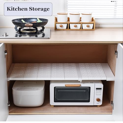 Expandable Closet Shelves Organizers, Heavy Duty Adjustable Wardrobe Tension Shelf Rod DIY Cabinet Holders Storage Rack Divider Separator for Kitchen Bathroom Bedroom Garage - color: Width 35cm, size: Length 41-52cm