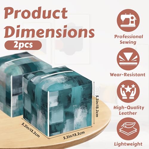 2 Pcs Abstract Grunge Blue Tissue Box Cover Leather Tissue Box Holder Square Facial Paper Organizer Dispenser for Bedroom Dresser Night Stand Office Desk - color: Abstract Grunge Blue