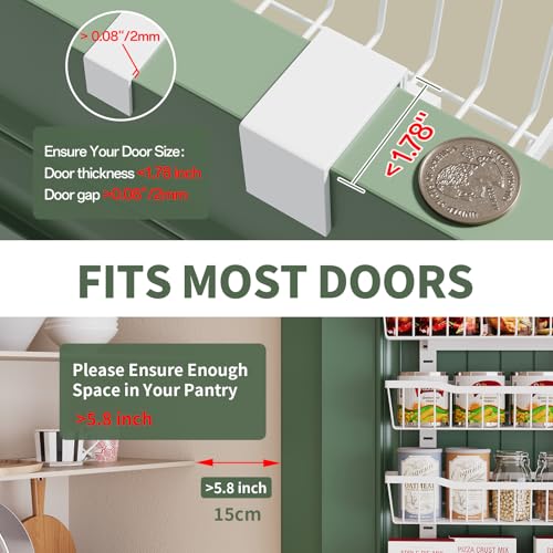 Eastherry Over The Door Organizer，8-Tier Over The Door Pantry Organizer with Adjustable Baskets，Metal Hanging Pantry Organizers and Storage for Kitchen, Back of Door Seasoning Rack (White) - color: White