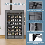 OYREL Shoe Rack Storage Cabinet 32 Pairs Organizer Shelf Tall for Shoes Large Free Standing Racks Vertical Shoe Holder Stand with Cover Two Boxes Closet - size: 8Tier with 2bins Grey