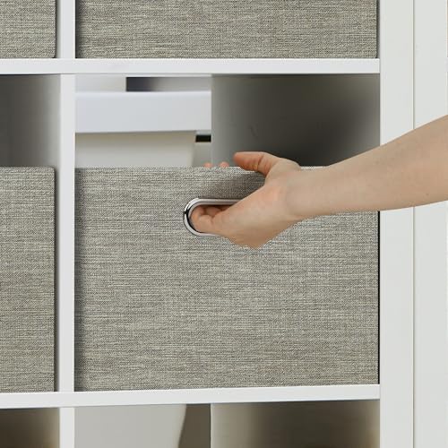 Posprica Closet Storage Bins, 4 Pack Closet Shelf Organizers, Linen Fabric Decorative Storage Baskets for Organizing, Foldable Storage Box for Clothes, Toy, 15x10.5x8.25 Inch-Coffee - color: Coffee, size: 15Lx10.5Wx8.25H
